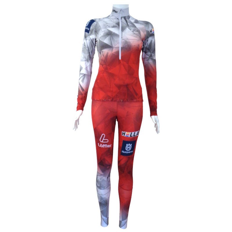 Löffler vrouwen ÖSV Biathlon ski suit 2022 rood-wit Löffler vrouwen ÖSV Biathlon ski suit 2022 rood-wit